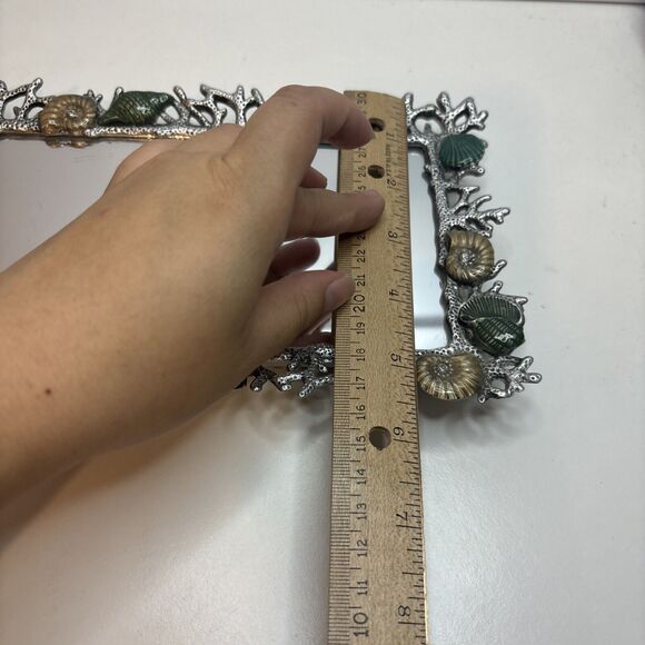 Nautical Pier One Tray Mirror Tray With Shells Beach Decor Coastal 10”x5.5” - Picture 8 of 8